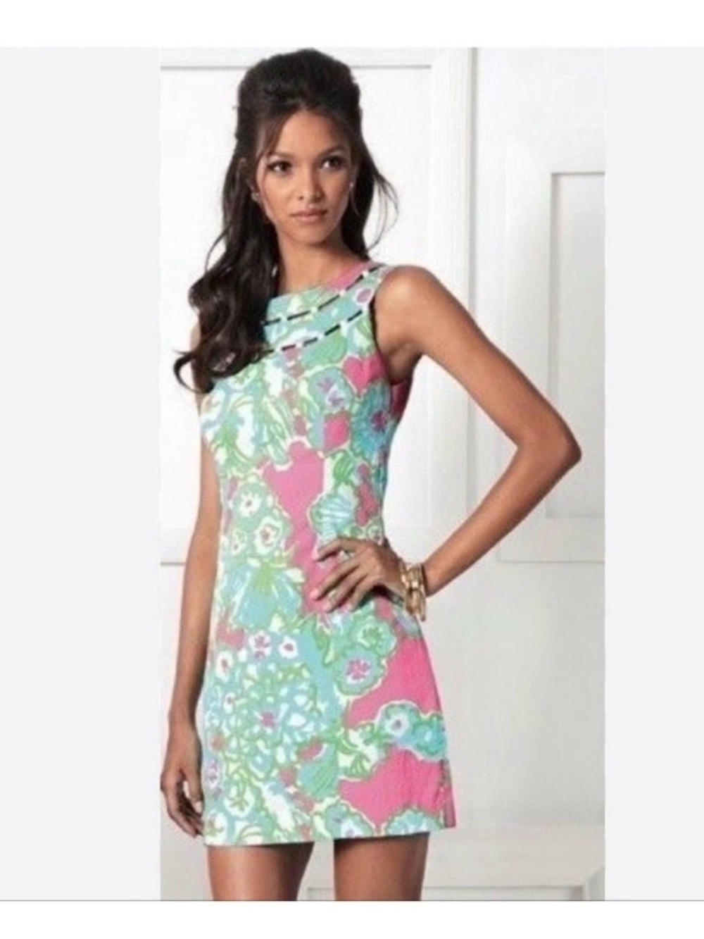 Lilly Pulitzer sz 6 Lindy dress, PB Pink Print, vintage honeycomb donny print